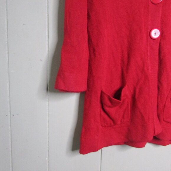 Carolyn Taylor Cardigan Sweater S 3/4 Sleeve Pockets Big Buttons Red - Picture 7 of 12
